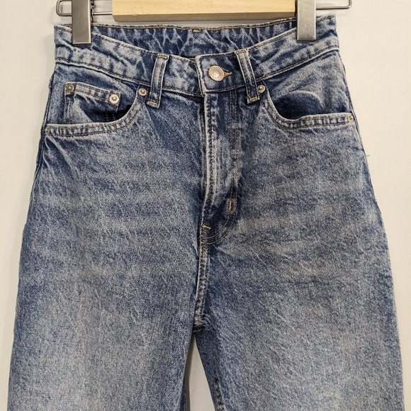 H&M Slim Straight High Ankle Jeans, Blue 0 - Picture 3 of 10